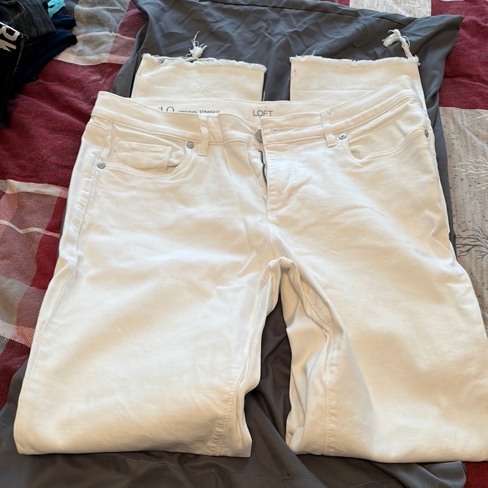 Loft white jeans women’s size 10 no holes